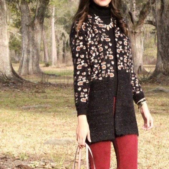 Anthropologie La Fee Verte Leopard Eyelash Cardigan - XS - Picture 13 of 14